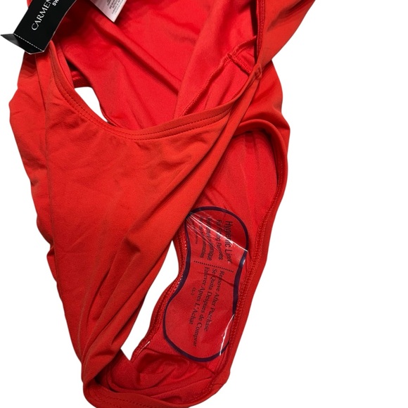 Carmen Marc Valvo One-Shoulder Red Orange Swimsuit - Size 6 - Picture 5 of 7